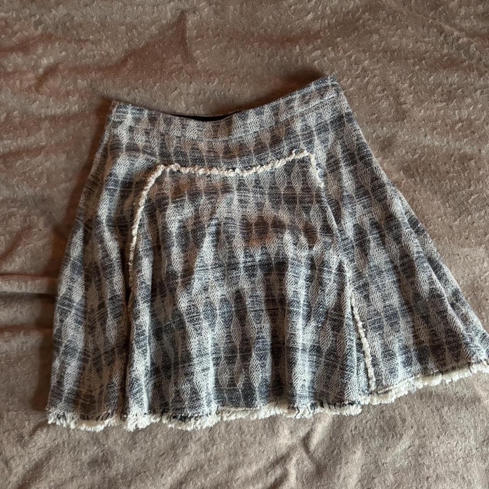 Rebecca Taylor Black & White Tweed Flared Skirt